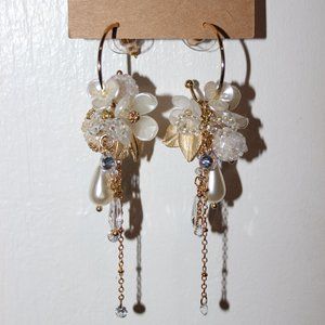 HANDMADE FLORAL CHANDELIER HOOP EARRINGS